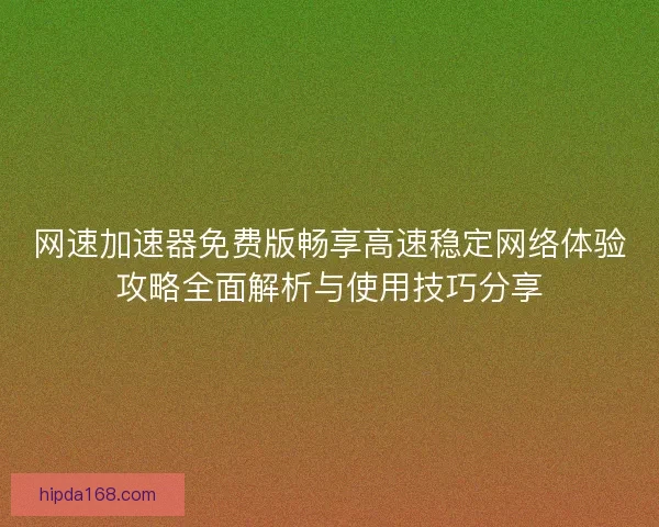 网速加速器免费版畅享高速稳定网络体验攻略全面解析与使用技巧分享
