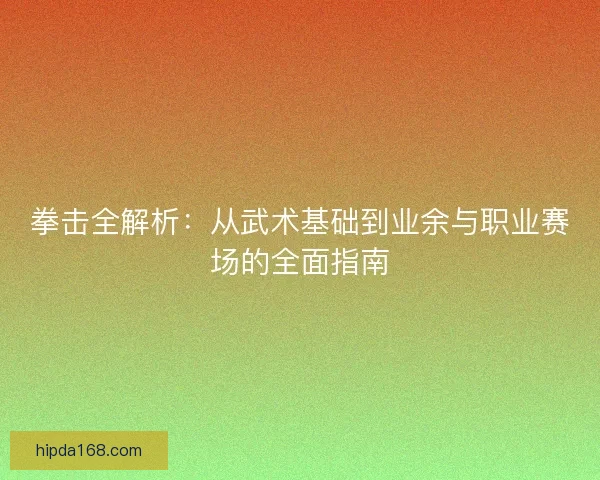 拳击全解析：从武术基础到业余与职业赛场的全面指南